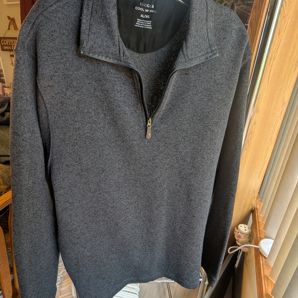 Haggar Men's Charcoal Zip-Up Sweater